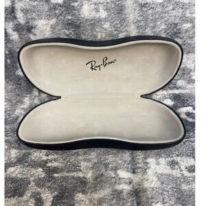 Ray-Ban Sunglasses Hard Case Black Clamshell Protective Holder Beige Interior